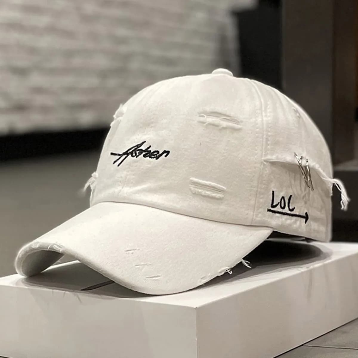 Casquette de Baseball unisexe Asher avec trou brodé, anneau en fer, chapeaux décontractés réglables 