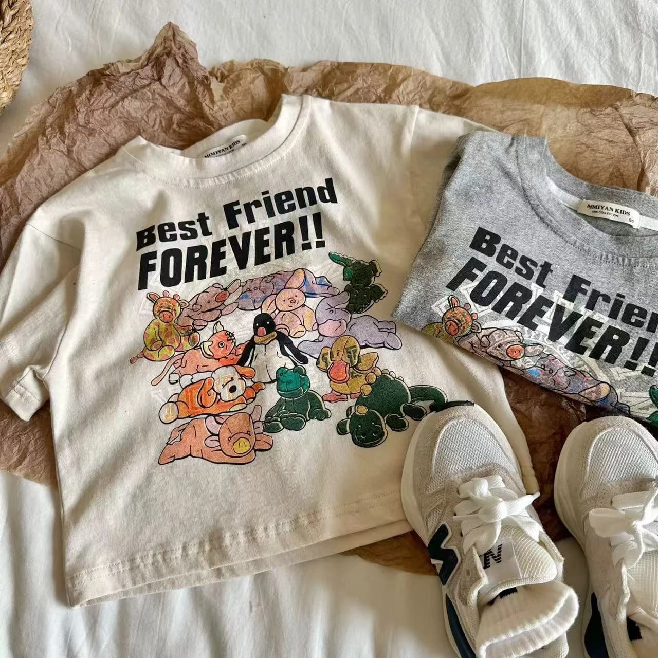 T-shirt d'été à manches courtes pour filles, ample, en coton, col rond, imprimé de dessin animé, 202