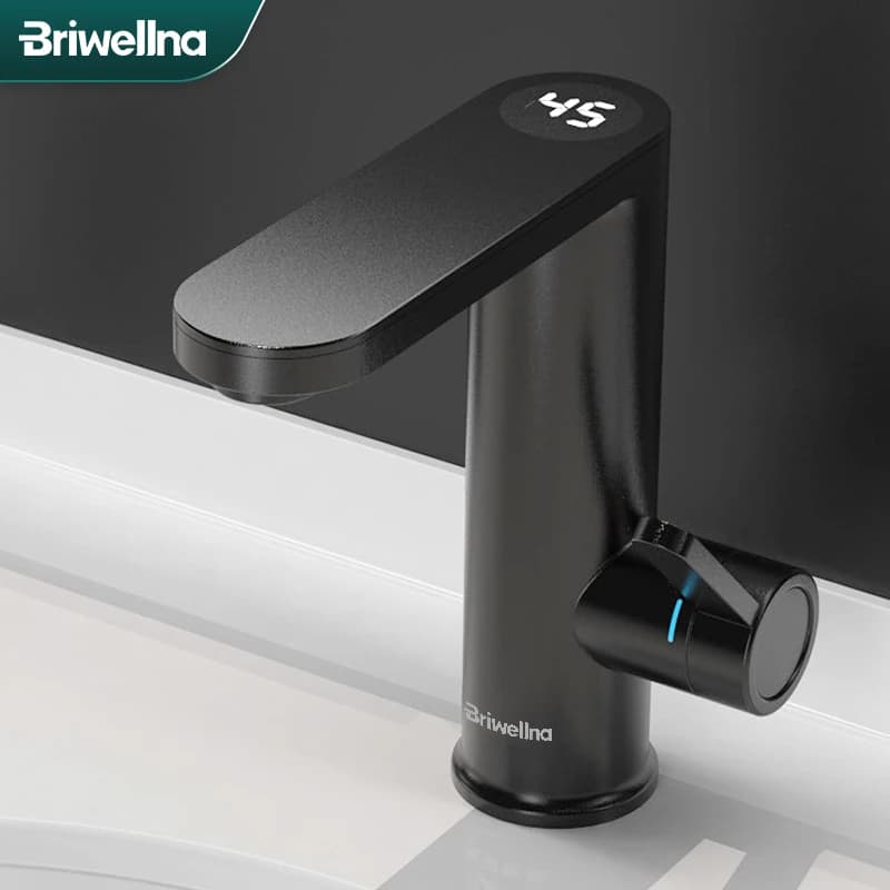 Briwellna chauffe-eau électrique robinet d'eau chaude 2 en 1 robinet de lavabo Geyser sans réservoir