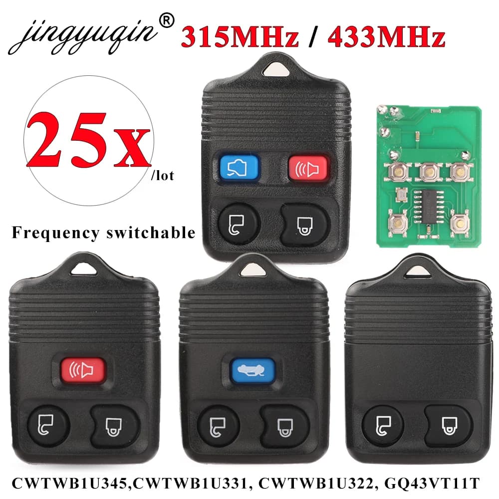 Jingyuqin 25 pièces 2/3/4BTN clé de voiture 315/433MHZ pour Ford Escape Explorer télécommande d'entr