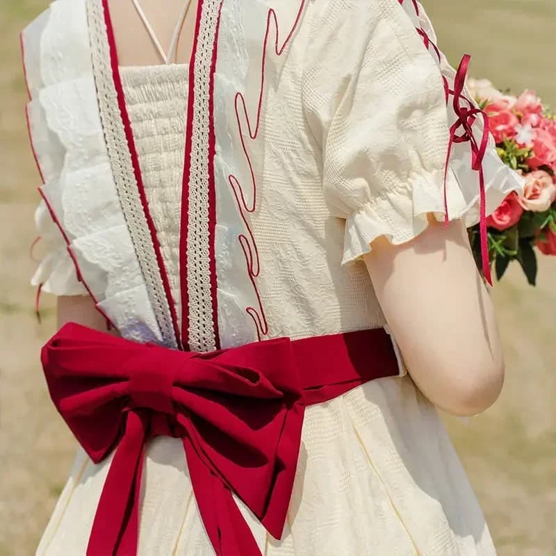 MAGOGO-Robe Lolita à Manches Courtes pour Femme, Tenue de Princesse, Vintage, Élégante, Française, a