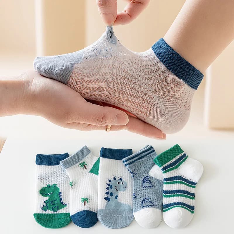 5 paires/lot été enfants chaussettes garçons filles bébé mode coton solide sauvage doux respirant en