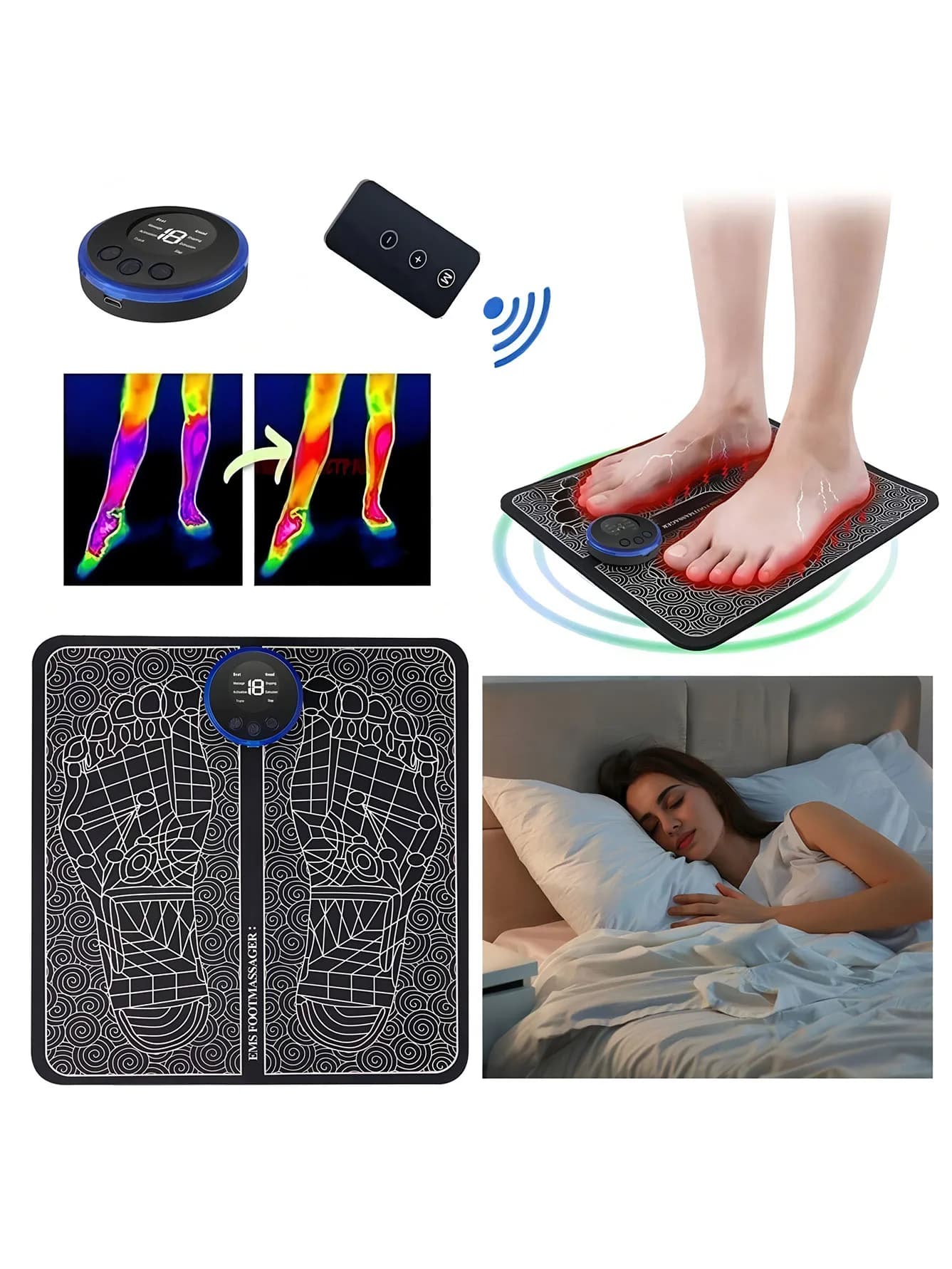 Masseur de pieds électrique rechargeable – Améliore la circulation sanguine et déteste les muscles