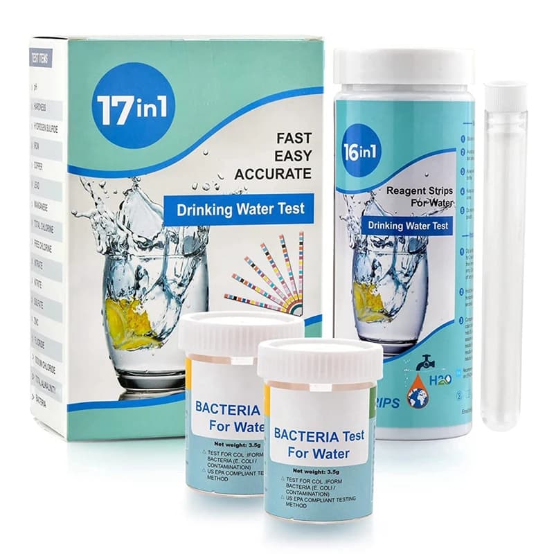 Kit de test d'eau facile, 17 en 1, pour la maison, pour l'eau potable, PH, plomb