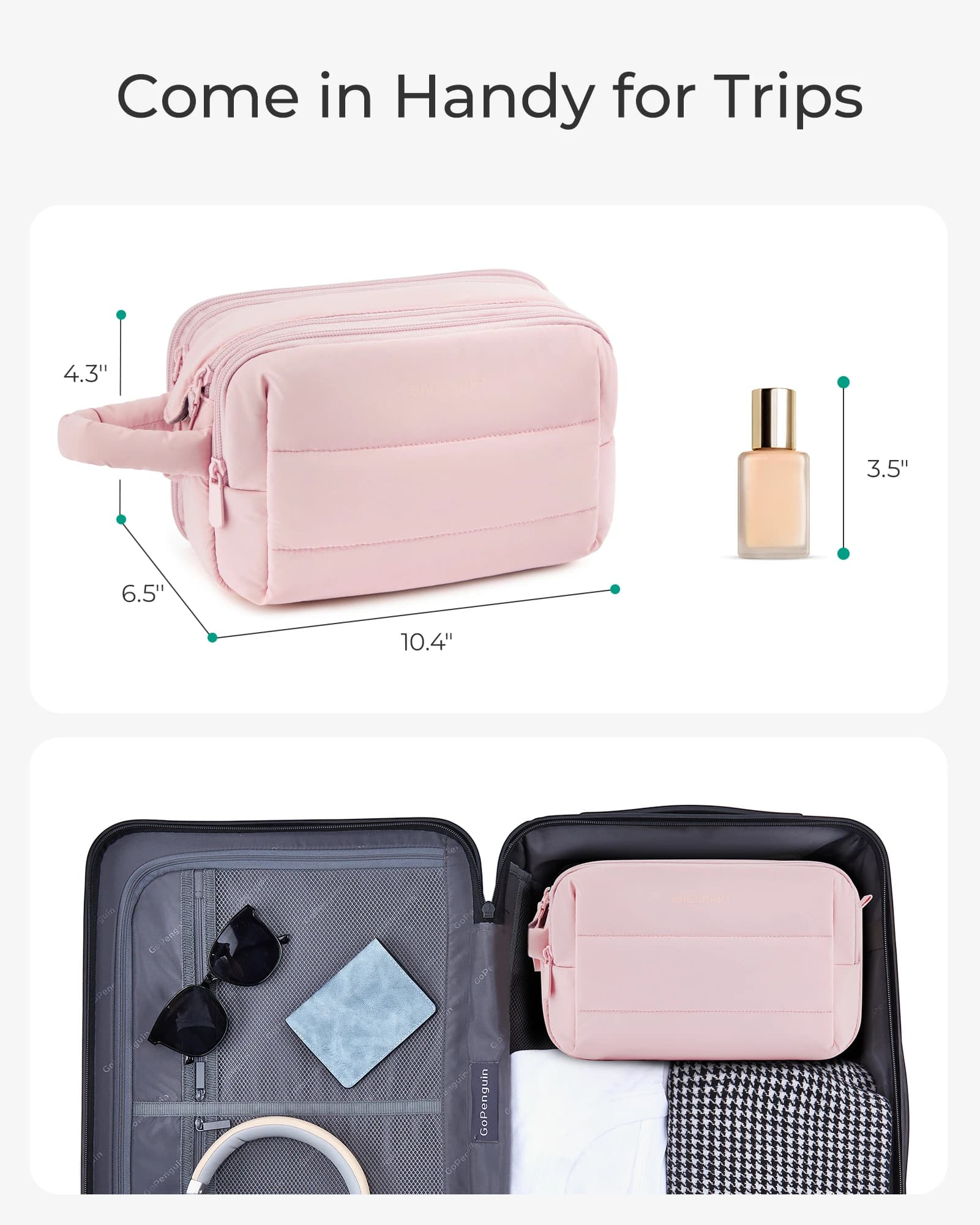 BAGSMART trousse de toilette de voyage sac cosmétique étanche pour femme sac de rangement de produit