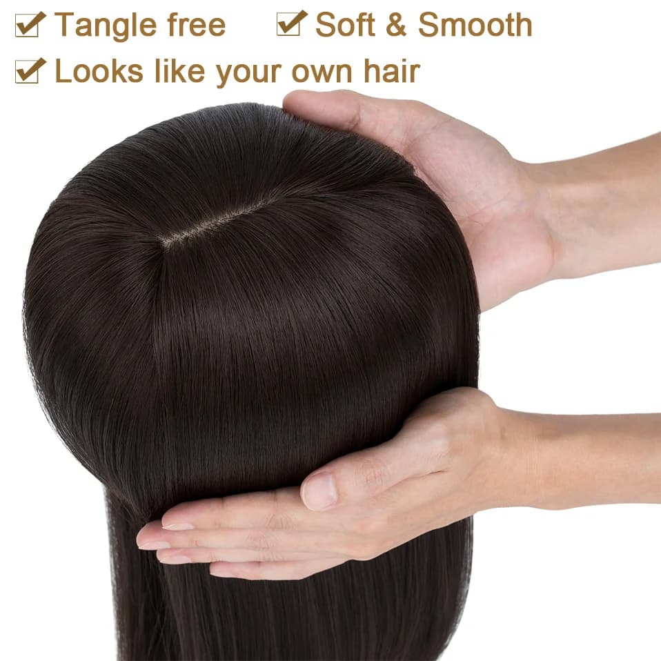 Benehair cheveux Toppers pour femmes 18 '' Striaght Topper cheveux avec frange pour cheveux aminciss