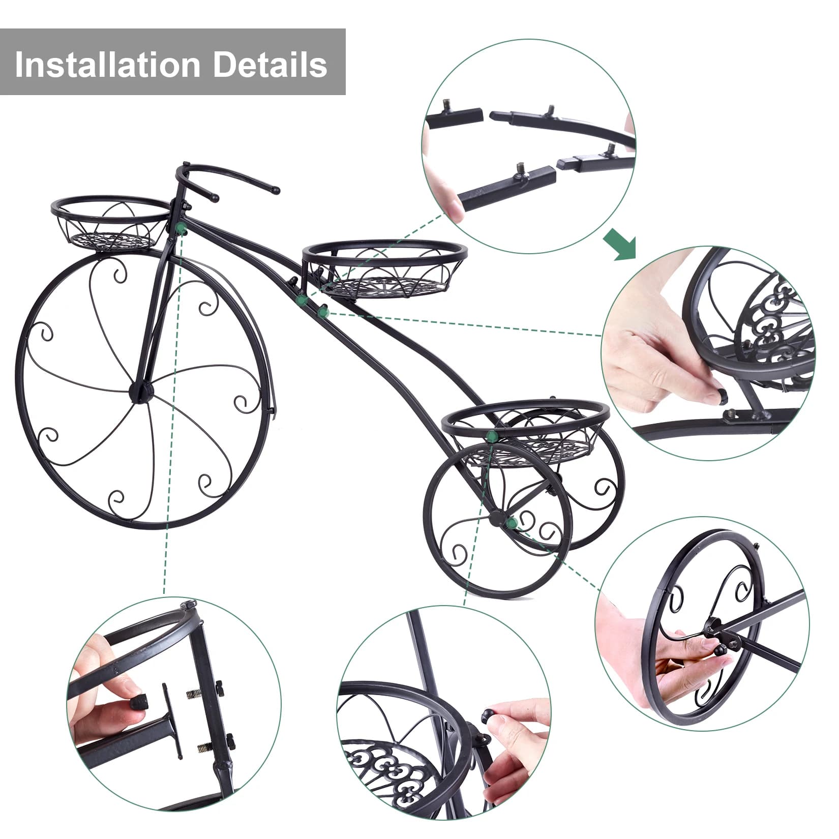Support de plante de vélo à 3 niveaux, support de Pot de fleur en métal pour maison, jardin, Patio
