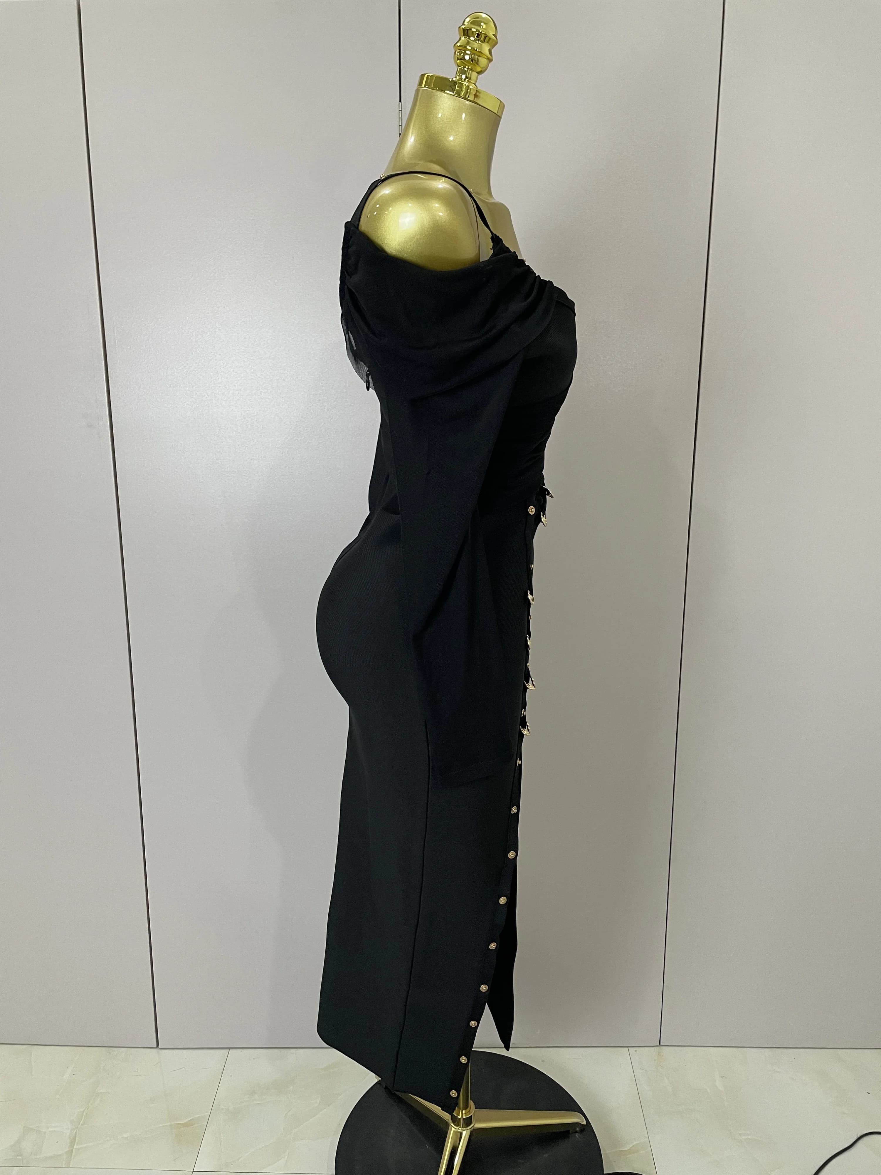 Nouvelle Robe Longue Chic et Élégante 2025 à Fente, Sexy, Asymétrique à Une Épaule, Style Bandage, p