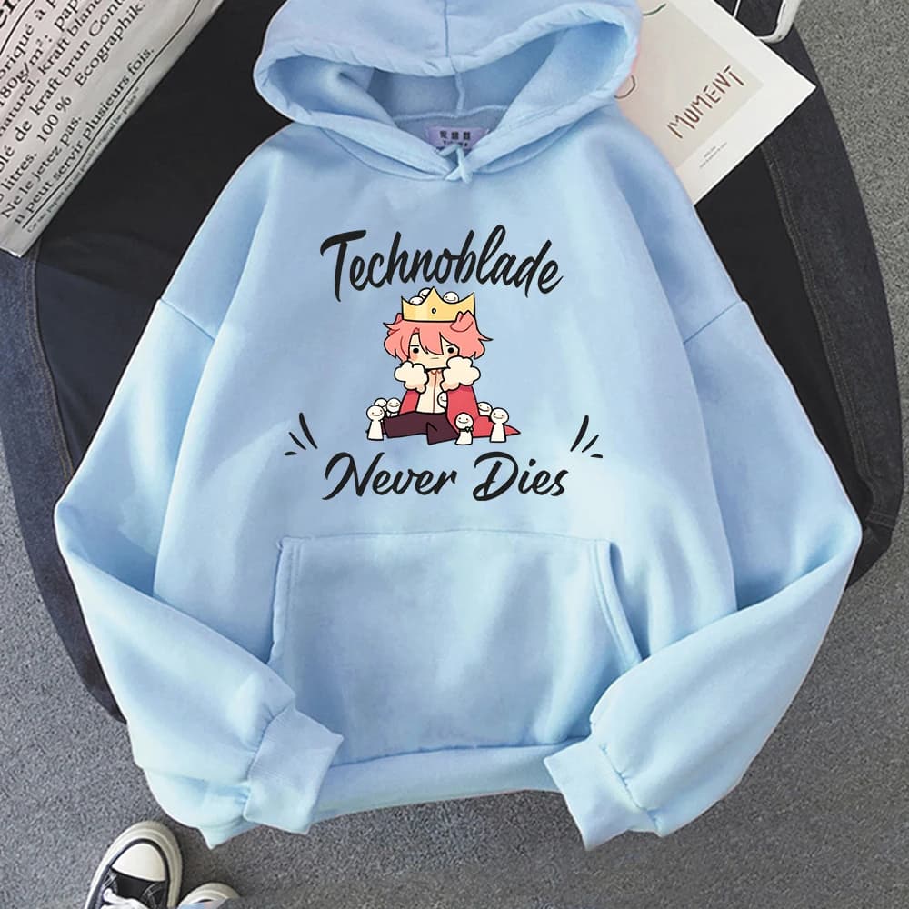 REPLSMP-Sweat à capuche Technoblade Never Dies pour hommes et femmes, sweat-shirt imprimé dessin ani