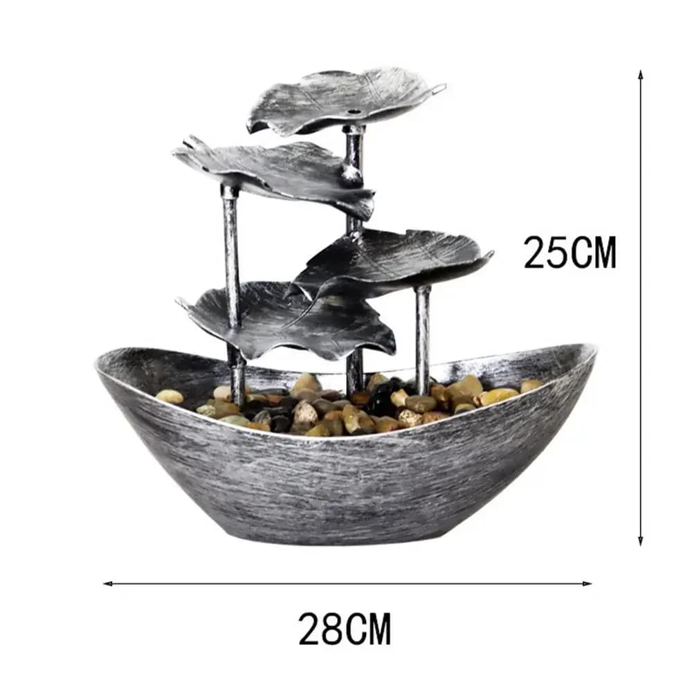 Fontaine de table, cascade, pour décoration intérieure, eau sur voile, feuille de Lotus, pompe élect