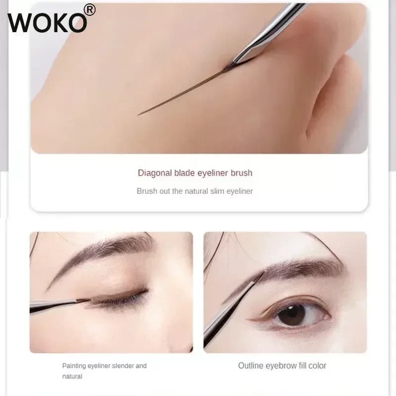 Brosse Eyeliner à lame améliorée, brosse à sourcils plate Ultra fine à Angle fin sous les yeux, bros