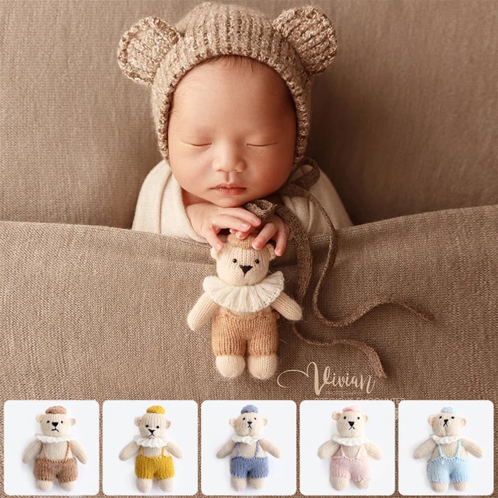 Bonbons ours en peluche tricotés à la main, jouet de photographie Mohair, mignon Crochet, Image anim