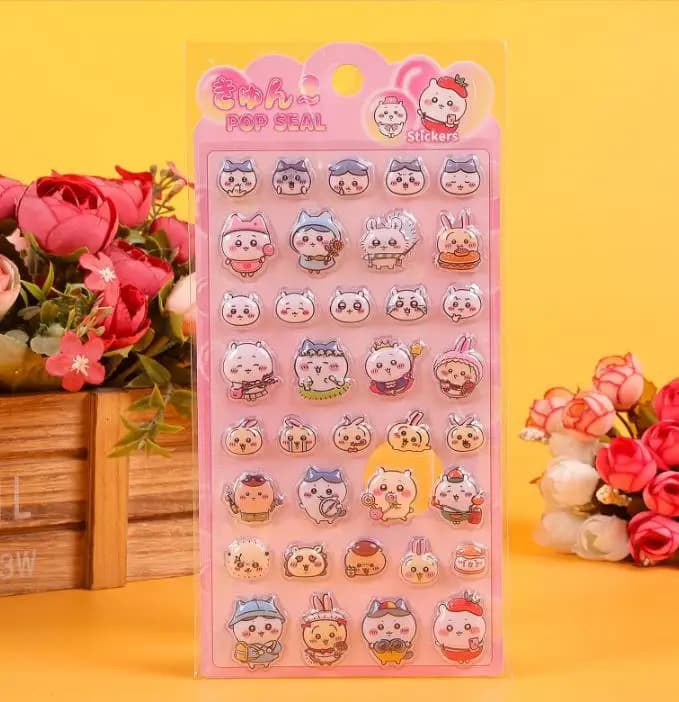 4/20 Autocollants Kawaii de dessins animés mignons, en relief 3D et à bulles, pour la décoration de 