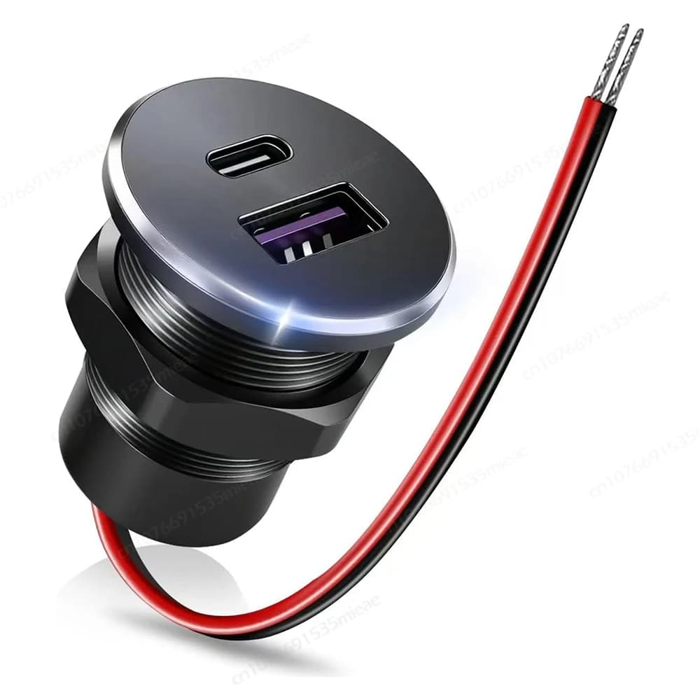Prise USB RV en aluminium 12V/24V 36W PD3.0 type-c et 18W QC3.0, prise de charge rapide encastrée po