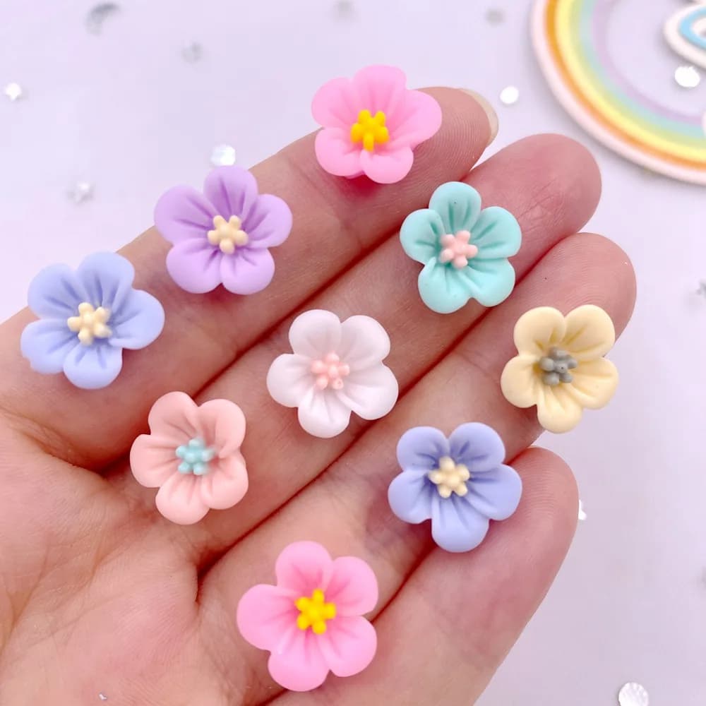 50 pièces 14mm résine 3D coloré matin gloire fleur gemmes Flatback Figurines Scrapbook mariage Appli