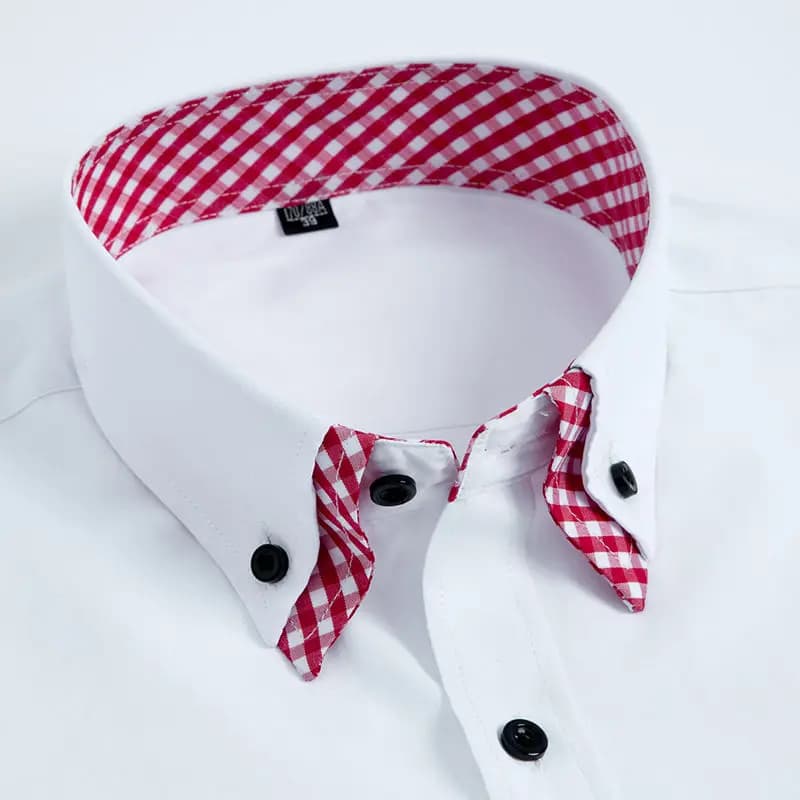 Chemise habillée à manches longues pour hommes Non fer Double couche affaires formelle coupe réguliè