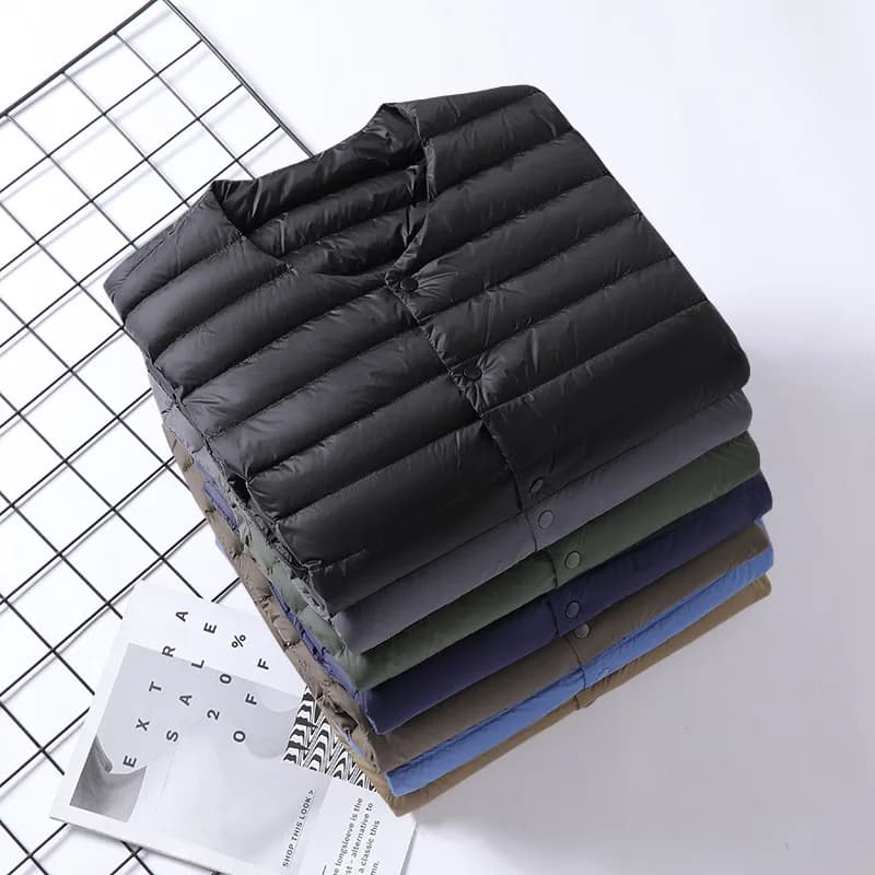 Doudoune ultralégère pour hommes, nouvelle veste légère Simple à col rond, Portable, doublure chaude