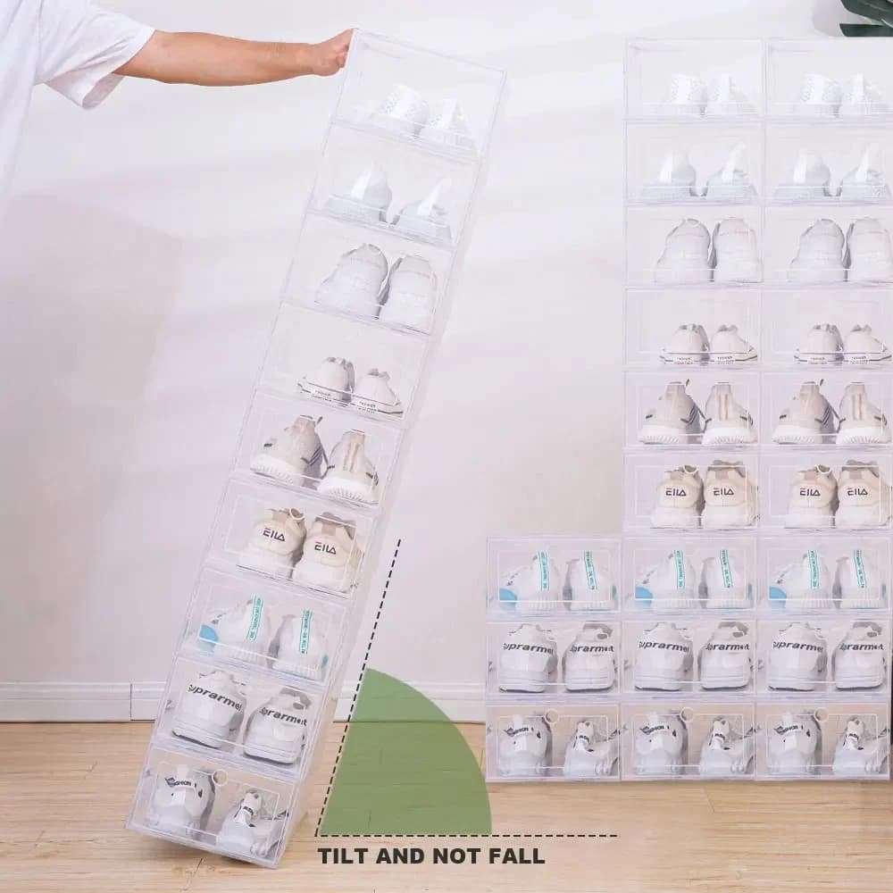 Boîte à chaussures épaisse transparente, 6 pièces, anti-poussière, étanche à l'humidité, mallette de