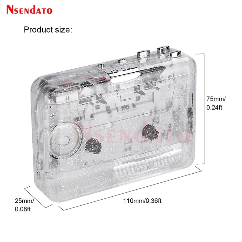 Lecteur de cassette USB transparent portable, convertisseur audio musical en MP3 pour PC, lecteur de