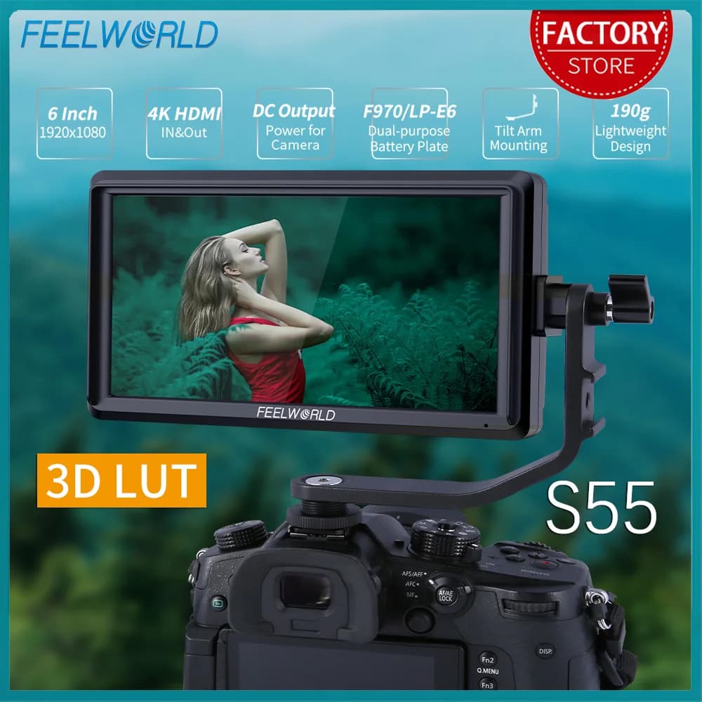FEELWORLD S55 6 pouces 4k caméra Portable DSLR moniteur de champ entrée HDMI sortie petit Full HD 19