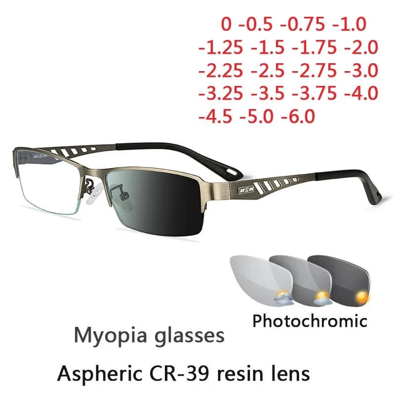 Lunettes photochromiques hommes femmes myopie lunettes fini lunettes étudiants lunettes de vue court