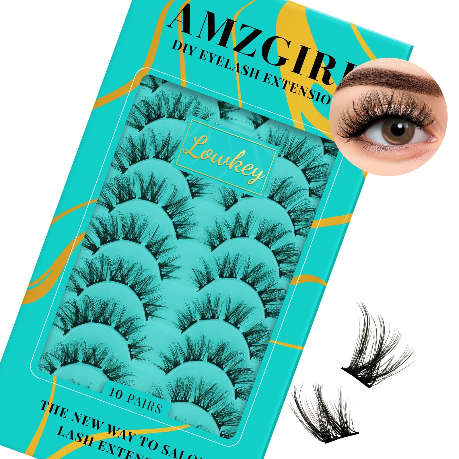 AMZGIATV-Extensions de cils à faire soi-même, grappes de cils, lspatule, maquillage, 10 paires