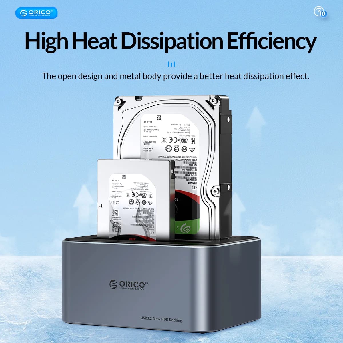 ORICO-Station de disque dur en aluminium pour touristes, type-c, 10Gbps, avec clone hors ligne, boît