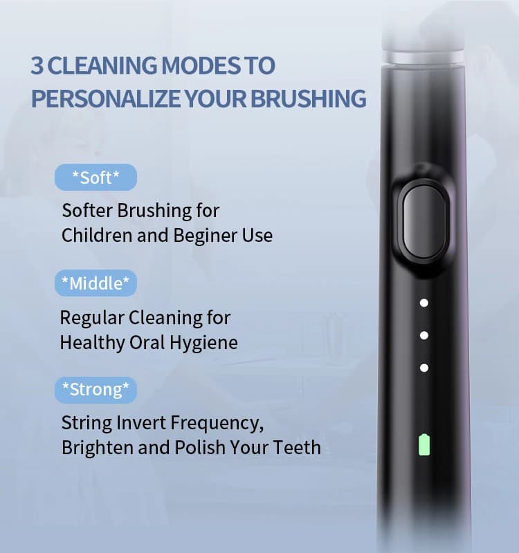 Brosse à dents électrique Ultra fine, sonique intelligente, 3 Modes de fonctionnement, Interface de 