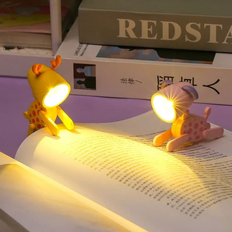 Mini lampe LED en forme de dessin animé, mignon, chiot, cerf, dinosaure, ornement de bureau, lampe d