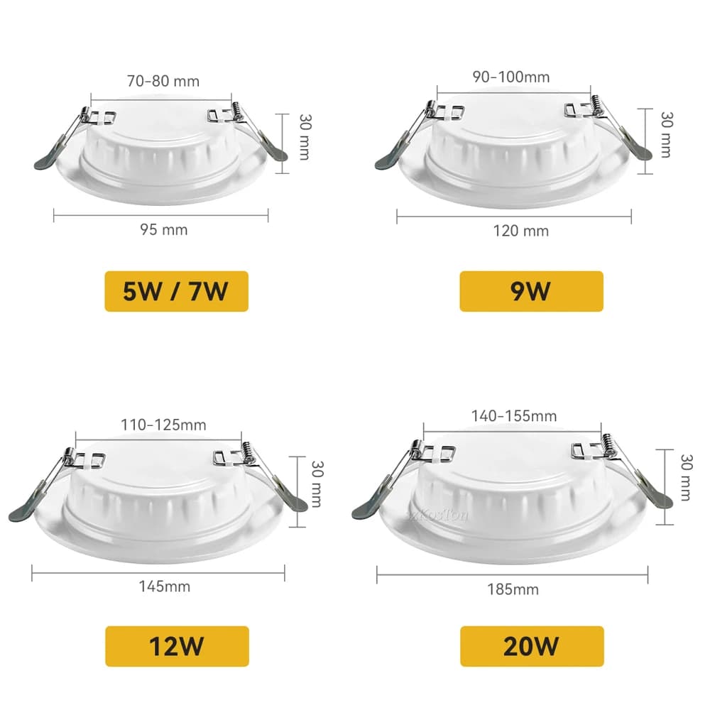 LED Downlight AC 220V encastré LED plafonnier décoration ronde 5W 7W 9W 12W 20W LED Spot vers le bas