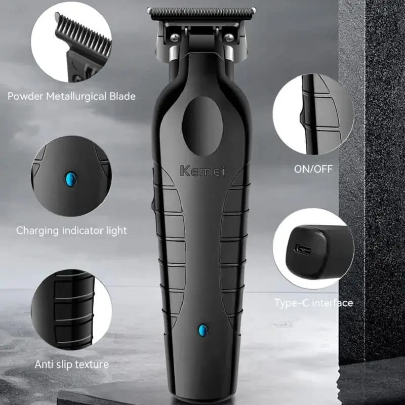 Kemei hommes tondeuse à cheveux sans fil USB Rechargeable zéro écart tondeuse électrique tondeuse à 