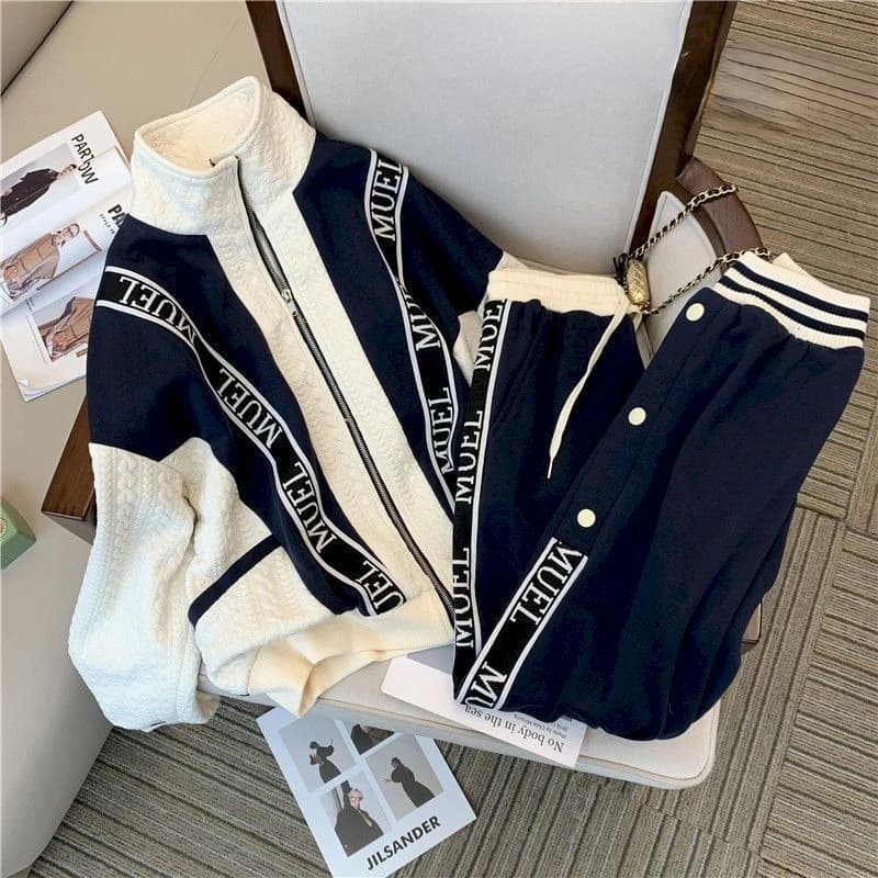 Ensemble cardigan et pantalon de survêtement pour femme, veste sweat-shirt, olympiques deux pièces, 