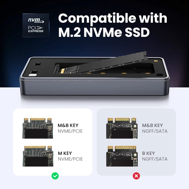 UGREEN-Boîtier SSD NVMe 20Gbps, refroidissement intégré, boîtier SSD en aluminium, adaptateur M.2 ve
