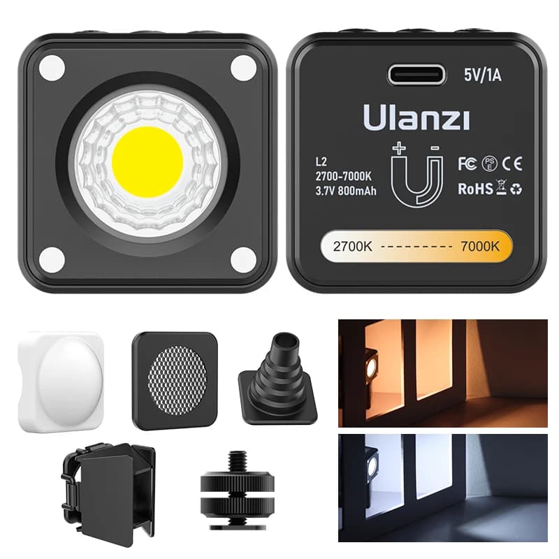 Ulanzi L2 bi couleur COB Mini lumière vidéo réglable 2700K-7000K lumière de caméra CRI 95 + lampe de