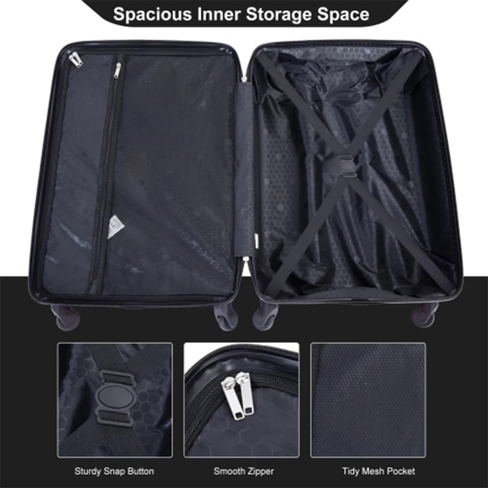 Travelhouse-Ensemble de bagages en ABS avec roues tournantes, valise à main, serrure TSA, 24 po, 28 