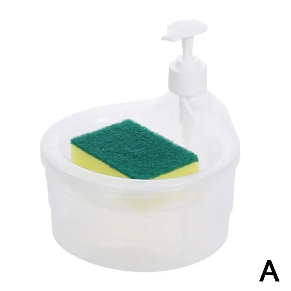 Distributeur de savon liquide pour cuisine avec éponge intégrée – Contenant de liquide vaisselle