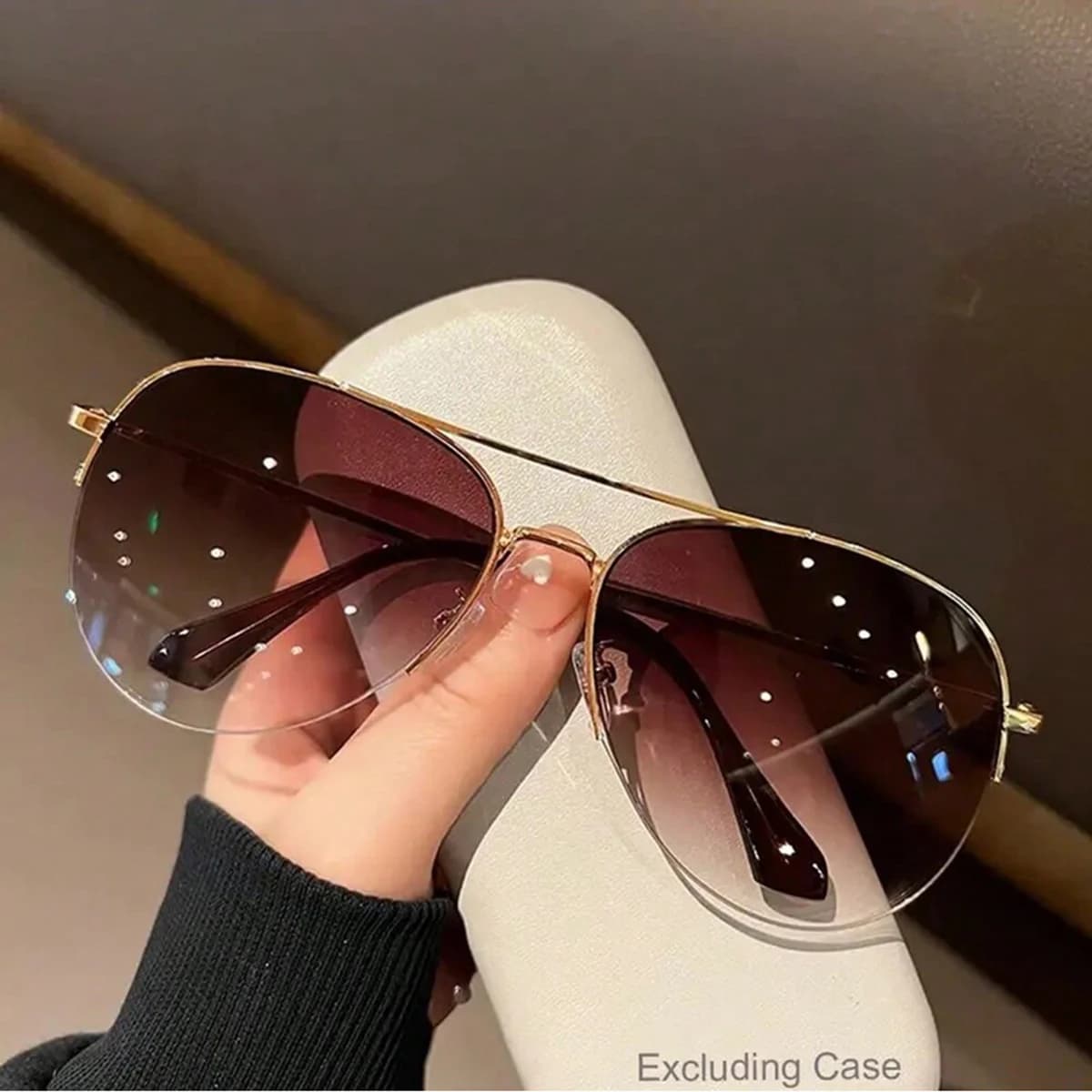 1pc aviateur mode grand visage conduite équitation élégant à la mode personnalité lunettes de soleil