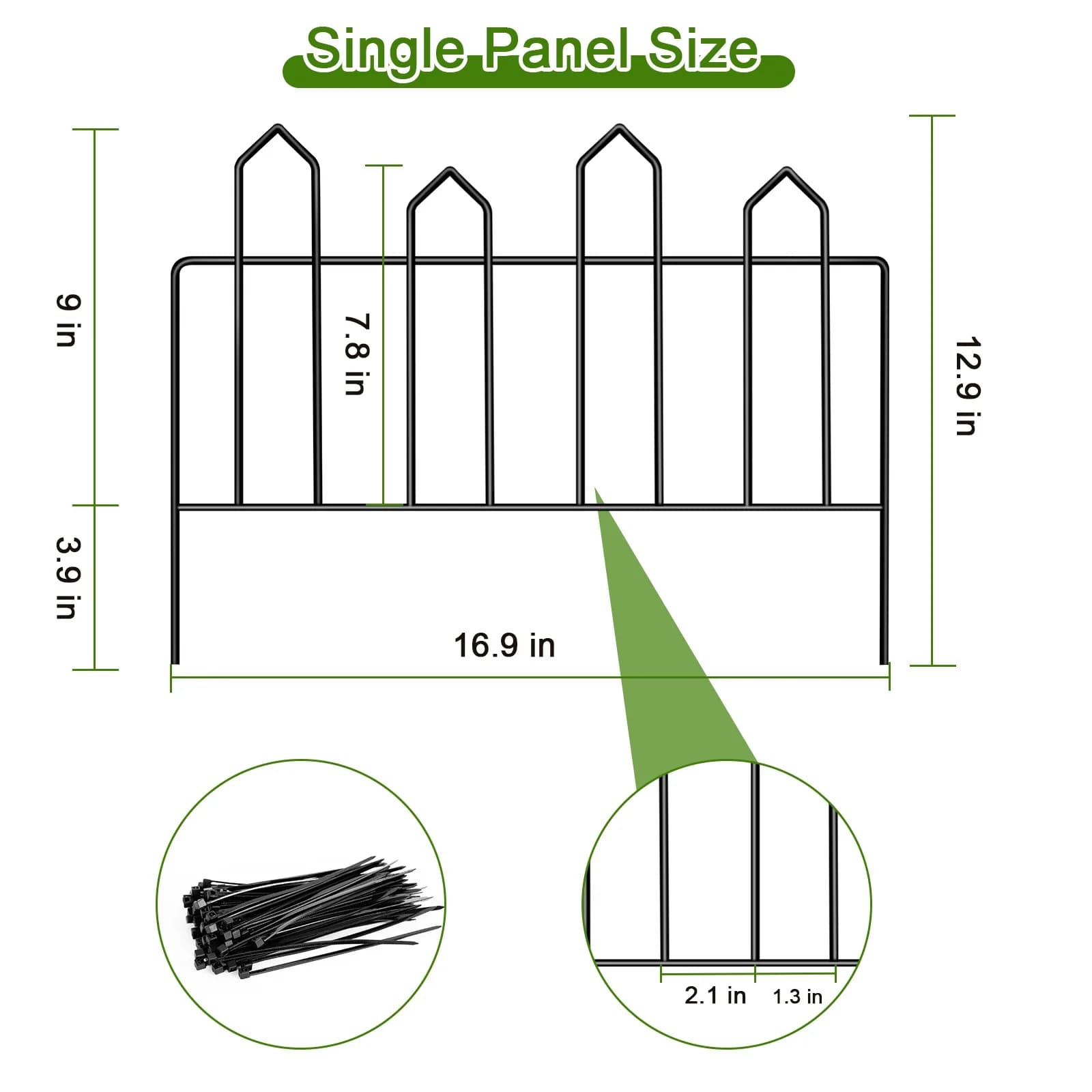 Clôture Décorative de Jardin en Fil D.lique, Bordure Extérieure de 13 Pouces (H) x 10 Pieds (L), Pet