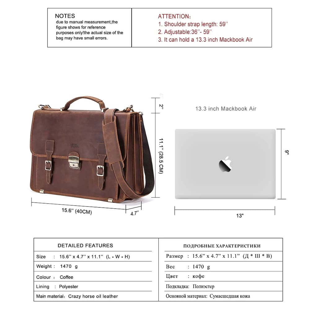 CONTACT'S sacs d'affaires en cuir véritable pour hommes porte-documents de haute qualité sac de bure