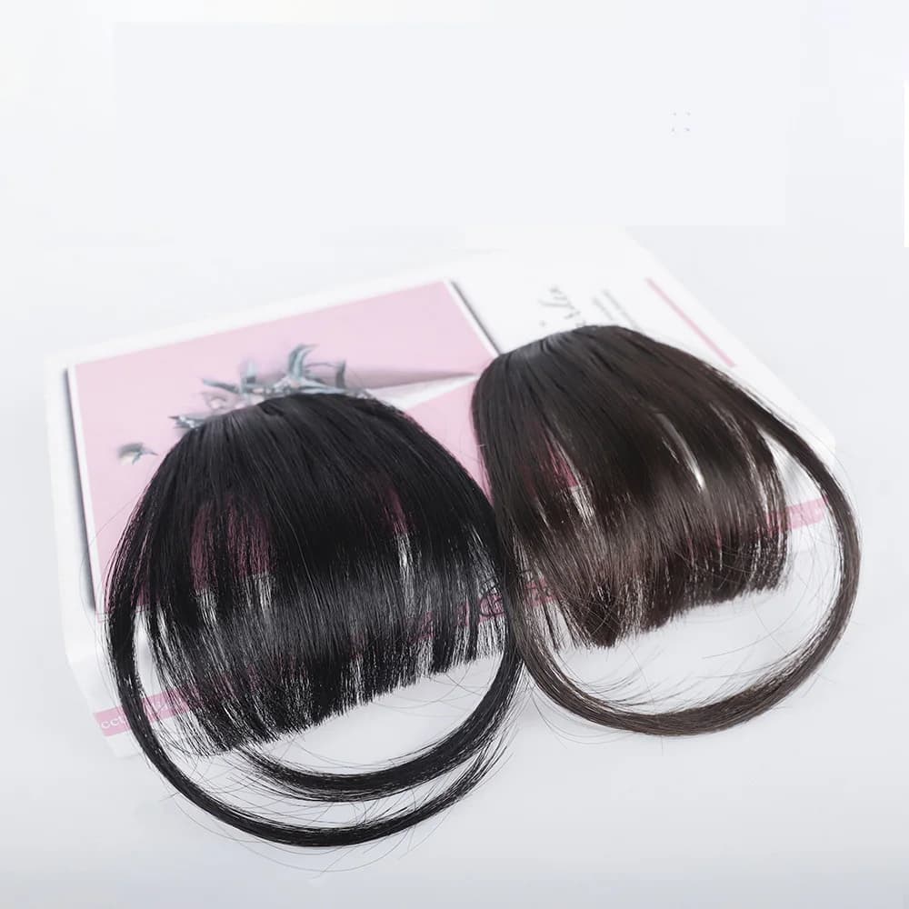 Jeedou mince frange émoussée Extension de cheveux synthétiques à clipser aspect naturel coiffure ins