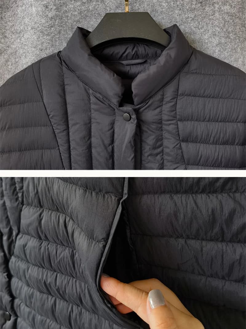 Doudoune longue légère pour femme, manteau en duvet de résines blanches, vêtements respirants noirs,