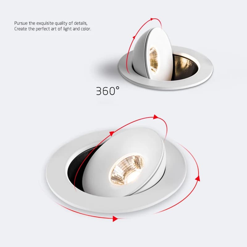 Spot circulaire à intensité variable 360 °   Angle réglable LED intégré COB Downlight 9W 12W 15W pla