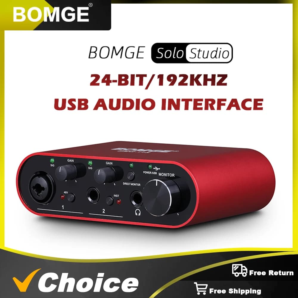 BOMGE BMG-11S USB Focusrite Scarlett Solo Audio Interface Mixer 24 bits/192 kHz Carte son profession