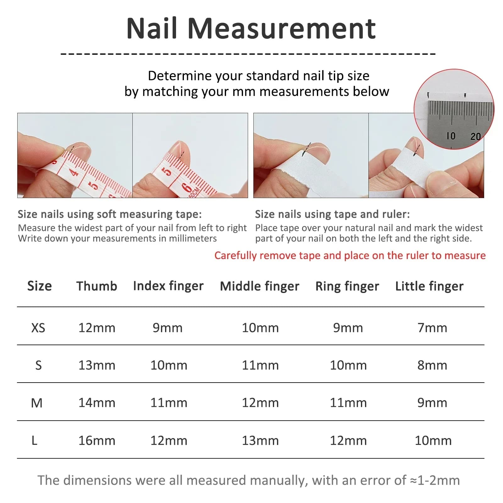 Faux ongles courts faits à la main, couleur Pure, avec colle à pression, couverture complète, tête r