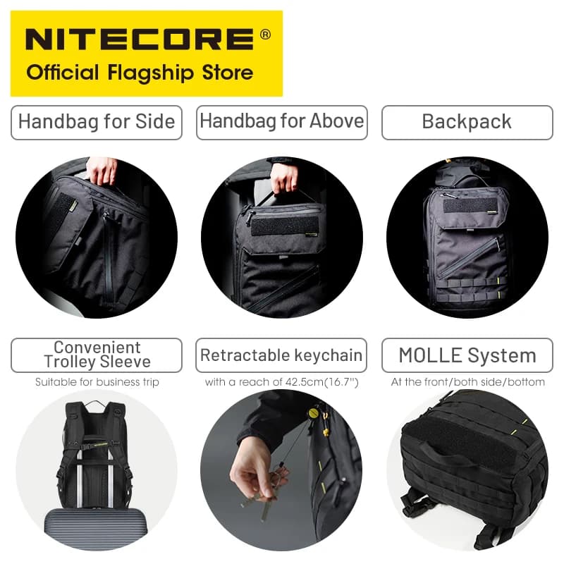 NITECORE BP23 PRO 23L sac à dos de banlieue 500D tissu plus récent Camping Trekking pêche Sport syst
