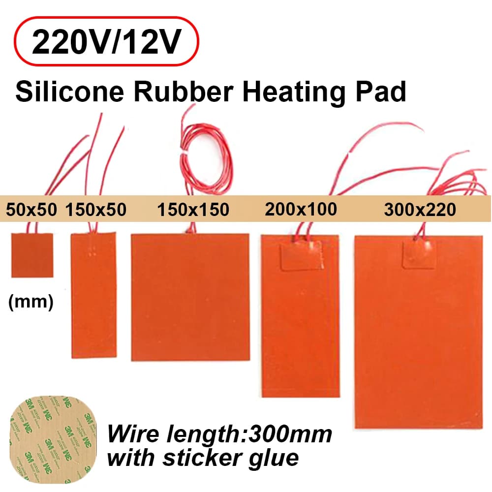 Coussin chauffant en caoutchouc de Silicone 12V 220V, bande chauffante plate, lit chauffant carré, F