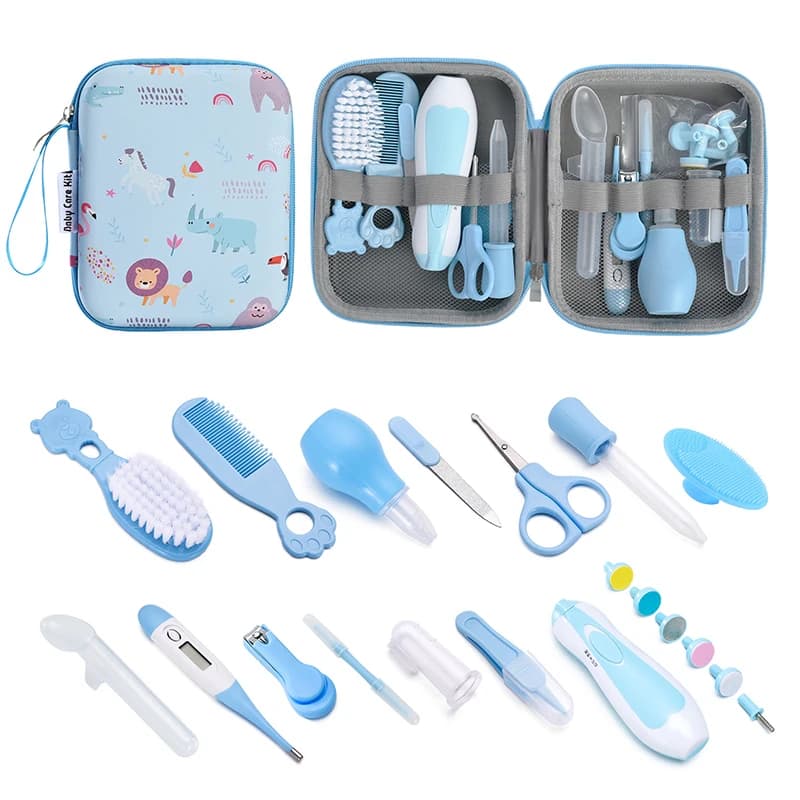 Kit de soins pour bébé, thermomètre pour cheveux des ongles du nouveau-né, brosse de toilettage, ton