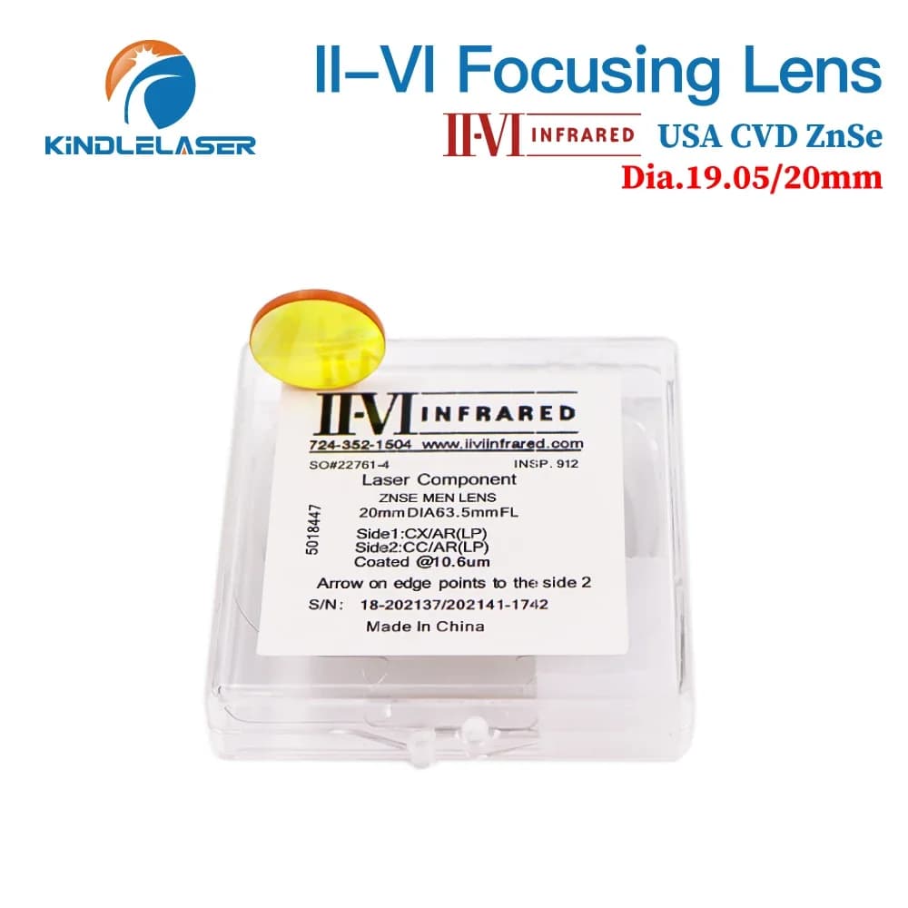 II-VI INFRAROUGE CO2 Laser Focus Lentille Dia.19.05mm 20mm FL 38.1/50.8/63.5/76.2/101.6mm Pour CO2 L