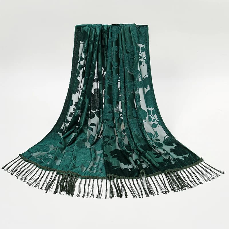 2025 nouvelle mode femmes coupe fleurs dentelle creuse dégradé fleur foulard en soie printemps châle