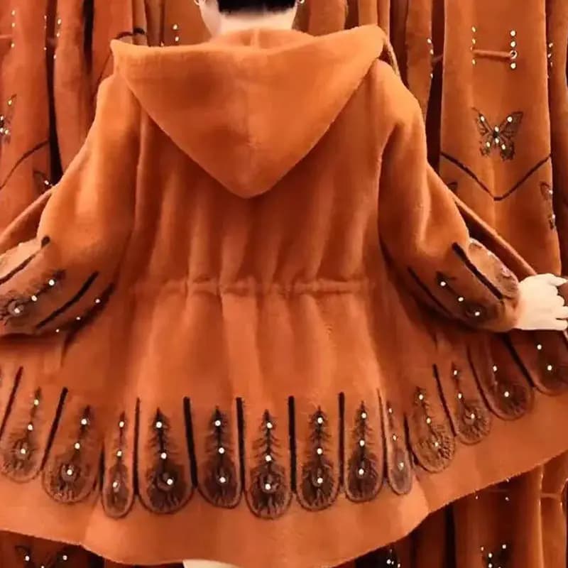 Manteau Long et Épais en Cachemire de Vison pour Femme, Cardigan Haut de Gamme, Vêtement d'Hiver pou